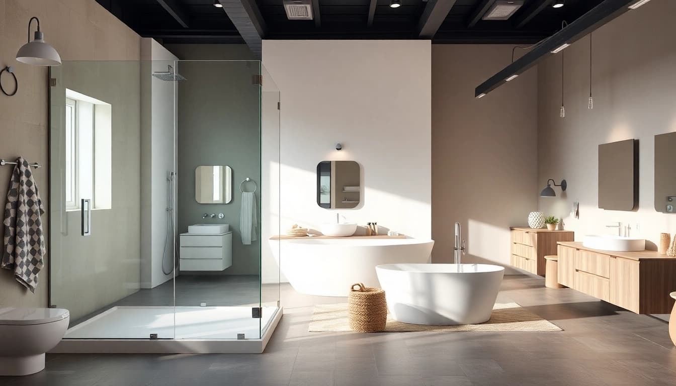 Sonni sanitär GmbH präsentiert hochwertige Badprodukte in einem modernen Ausstellungsraum.