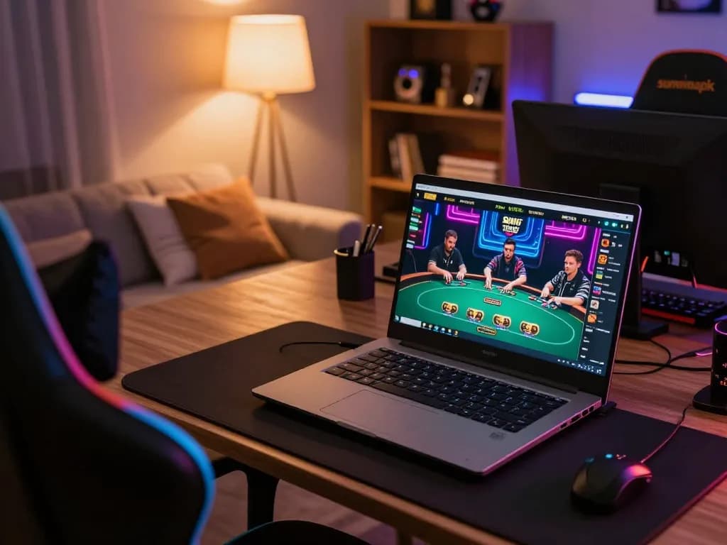 Engaging users with the sunwinapk online gaming experience on a modern laptop setup.