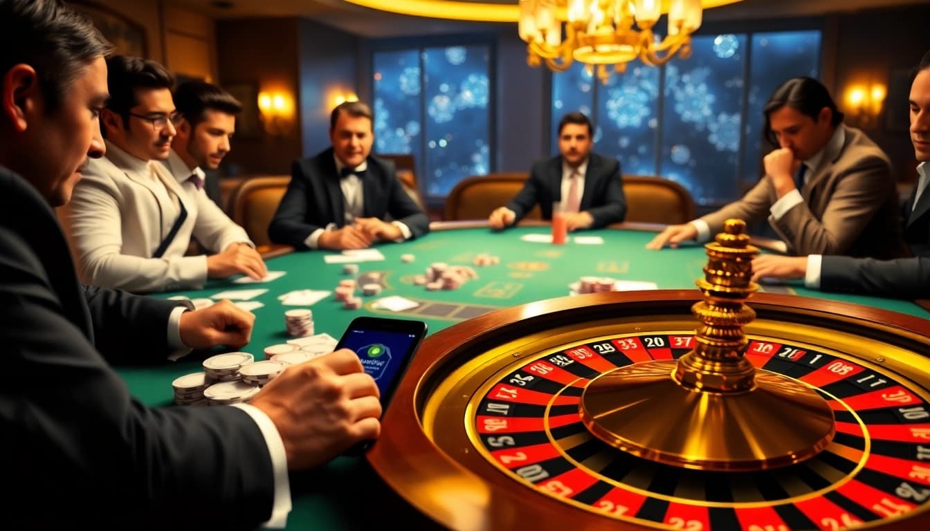 Excitant jeu de poker au casino en ligne argent réel France avec des jetons et des cartes.