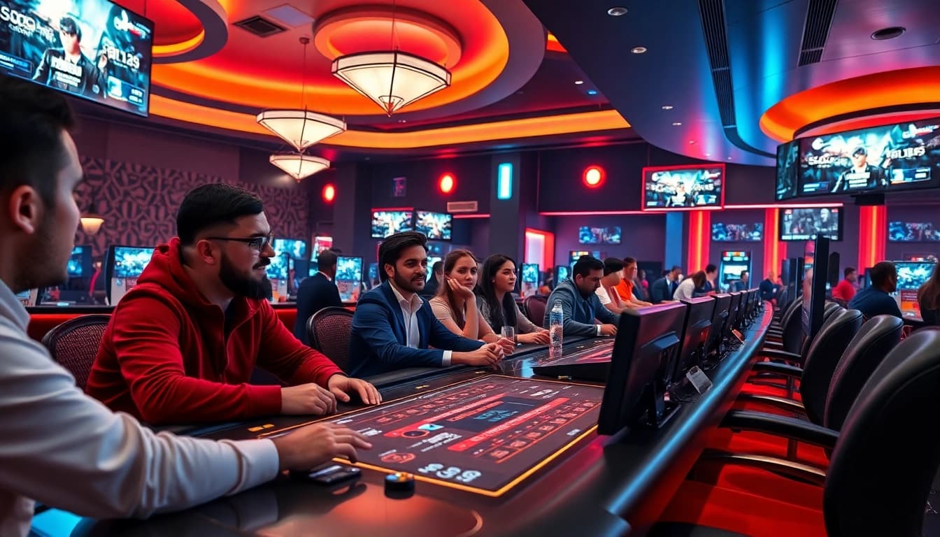 Engaging players at reddit csgo gambling sites depicted in a vibrant casino environment.