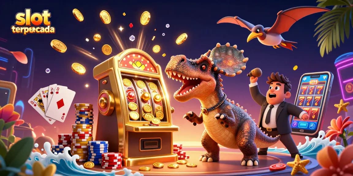 Menyaksikan jackpot dari slot online terpercaya saat dinosaurus menarik perhatian dalam permainan kasino.
