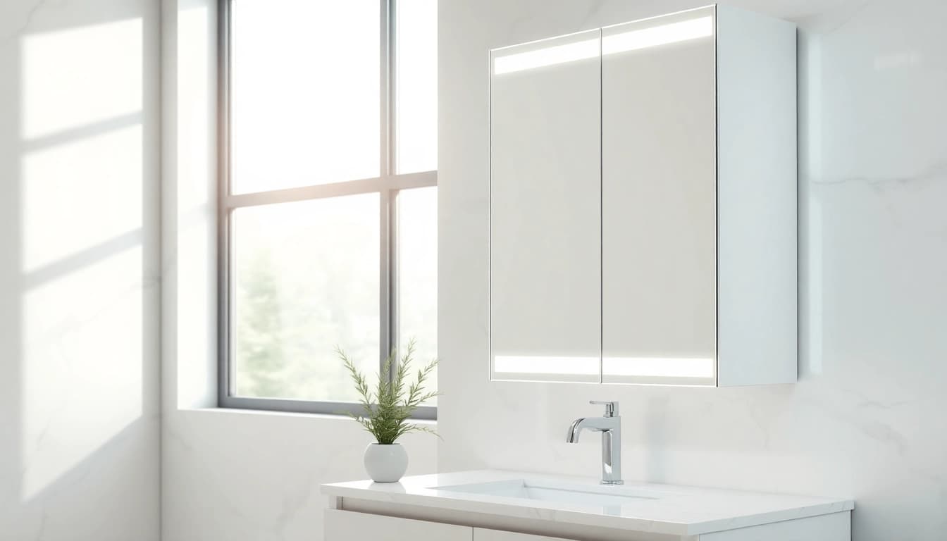 Enhance your space with a stylish mirrored bathroom cabinet with light, perfect for modern interiors.