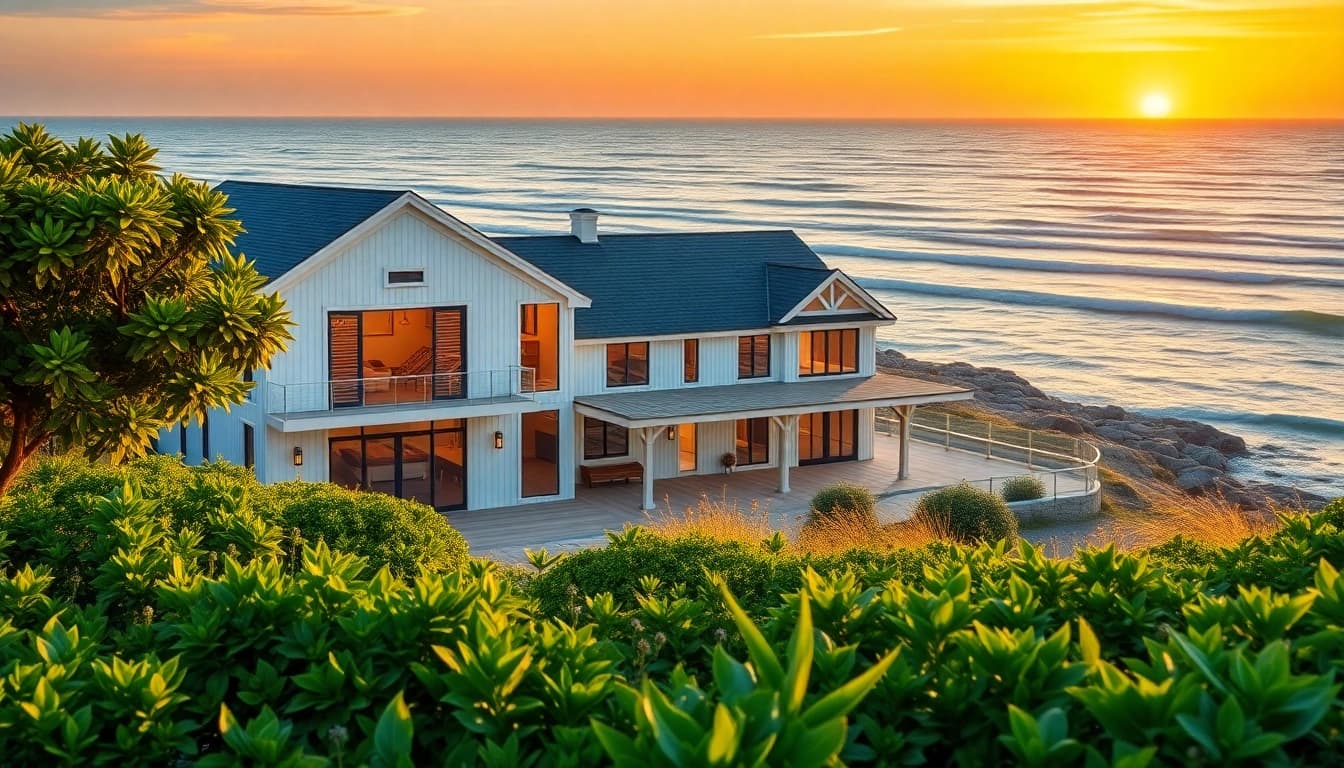 Architectural marvel of Orleans Cape blending seamlessly with nature's beauty at sunset.