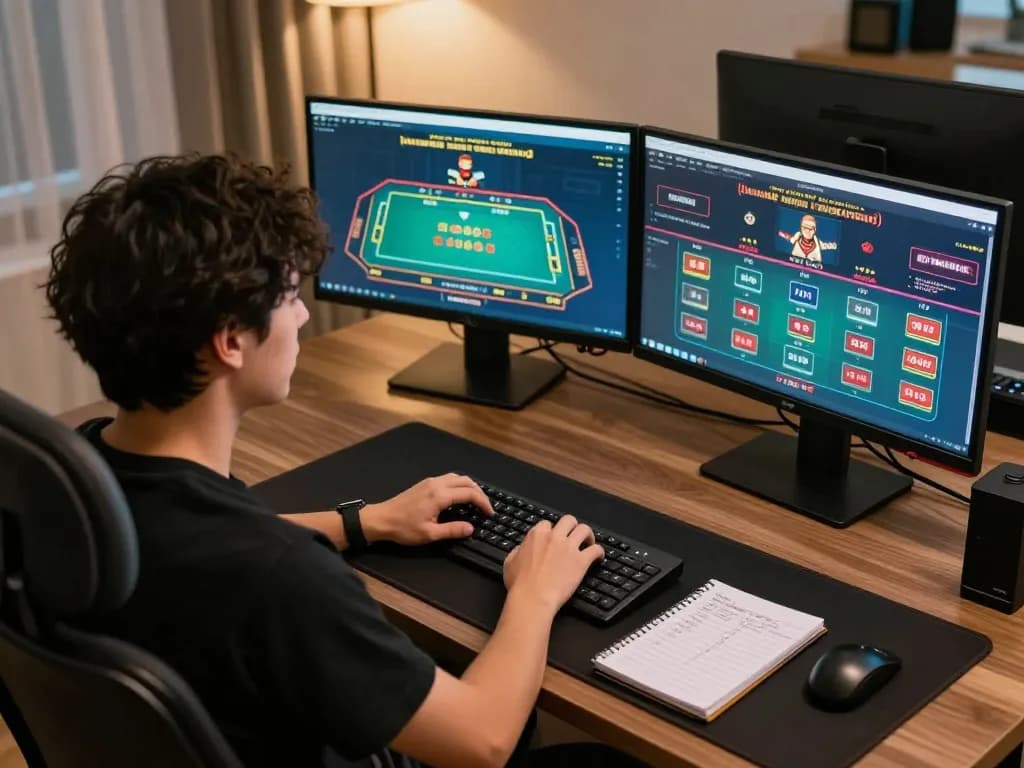 Engaging online gambling session showcasing a high-tech setup while using server thailand for better performance
