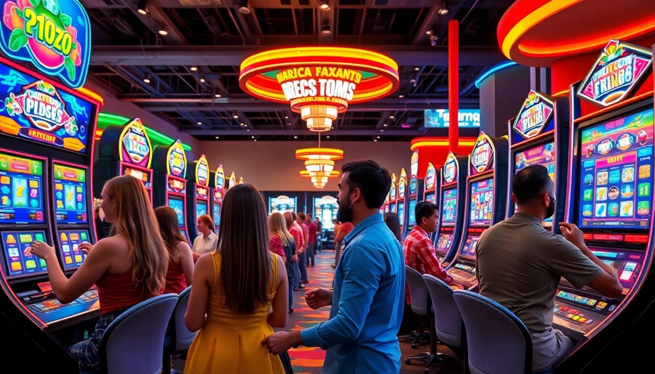 Menangkan permainan slot pulsa 5000 dengan kegembiraan dan suasana kasino yang vibrant.