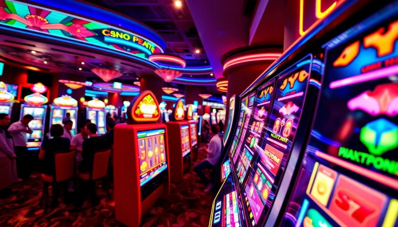 Bermain slot demo pragmatic yang penuh warna di kasino yang meriah dan hidup.