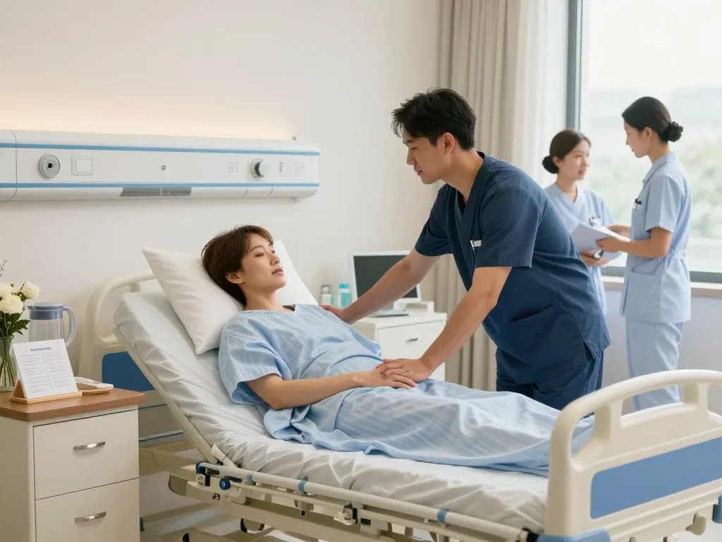 Modern giường bệnh nhân in a hospital room, showcasing comfort and care for patients.