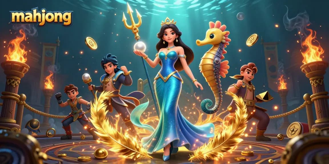 Play mahjong in a vibrant underwater casino scene filled with treasure and energy.