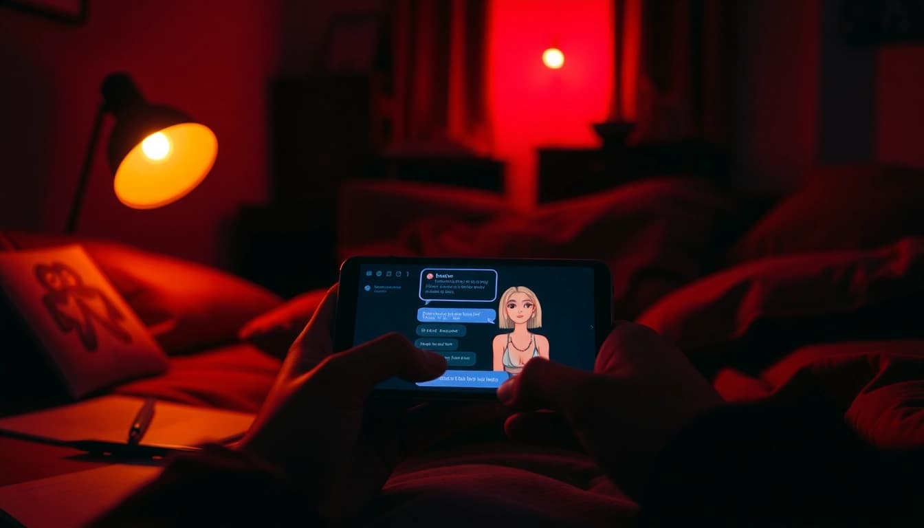 Engaging with an innovative nsfw ai chatbot in a cozy, creative space.