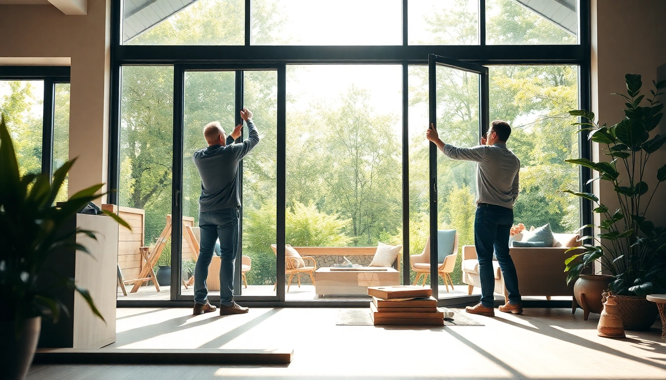 Window installation professionals showcasing quality craftsmanship at a modern home.