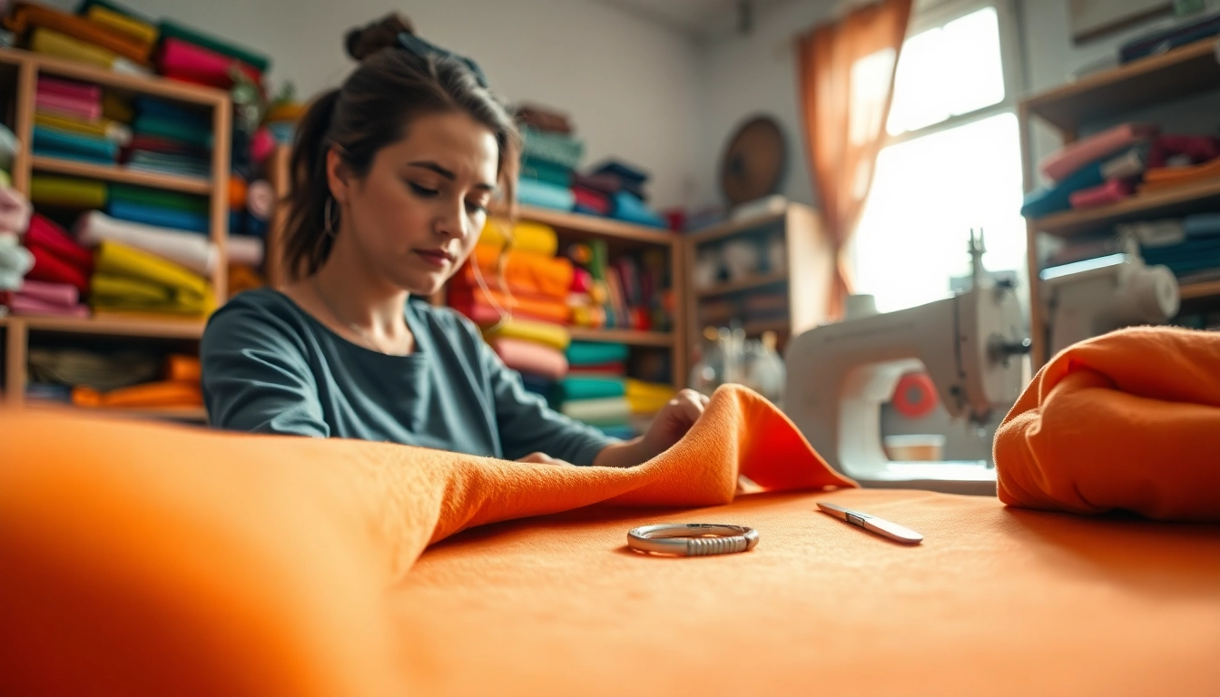 Gebruik kant stof voor kleding om unieke outfits te creëren in een gezellige naaiatelier.