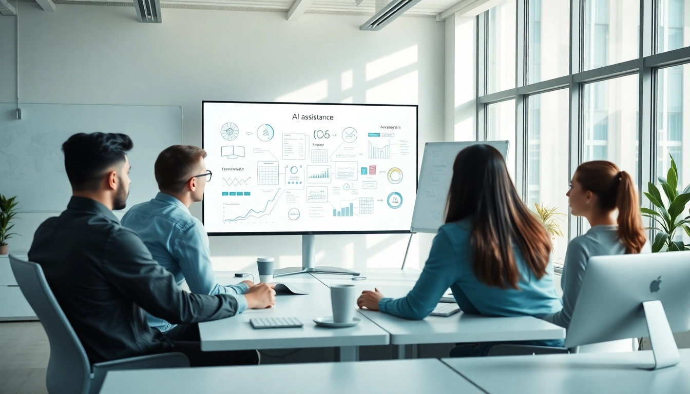 Enhance teamwork with an AI assistant for enterprise teams in a modern office setting.