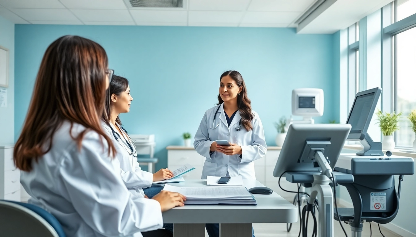Conducting preventative health screening Sydney in a modern clinic space.