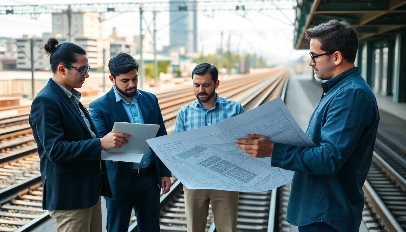Railroad Design Consultants collaborating on innovative projects in an urban environment.