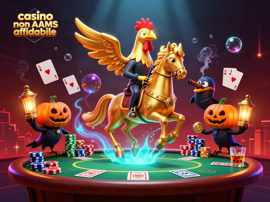 Scopri il casino non AAMS affidabile con un gallo dorato in un'illustrazione 3D unica.