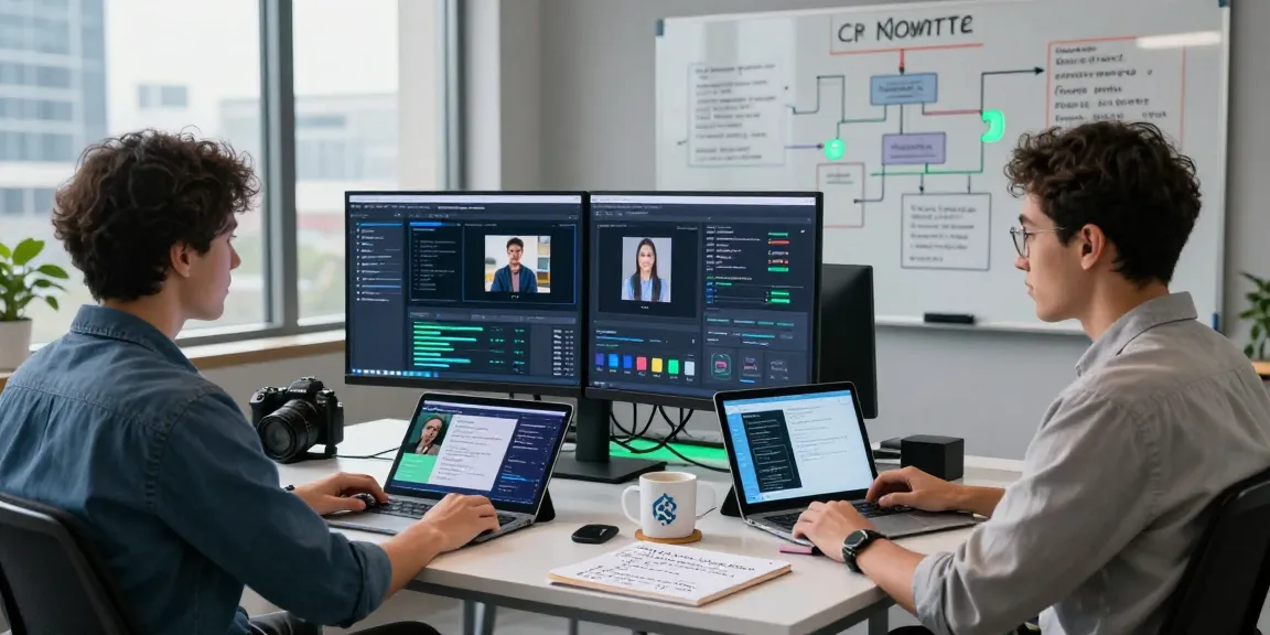 AI image detector in action within a modern workspace, showcasing advanced content moderation tools, analytics, and collaborative environment.