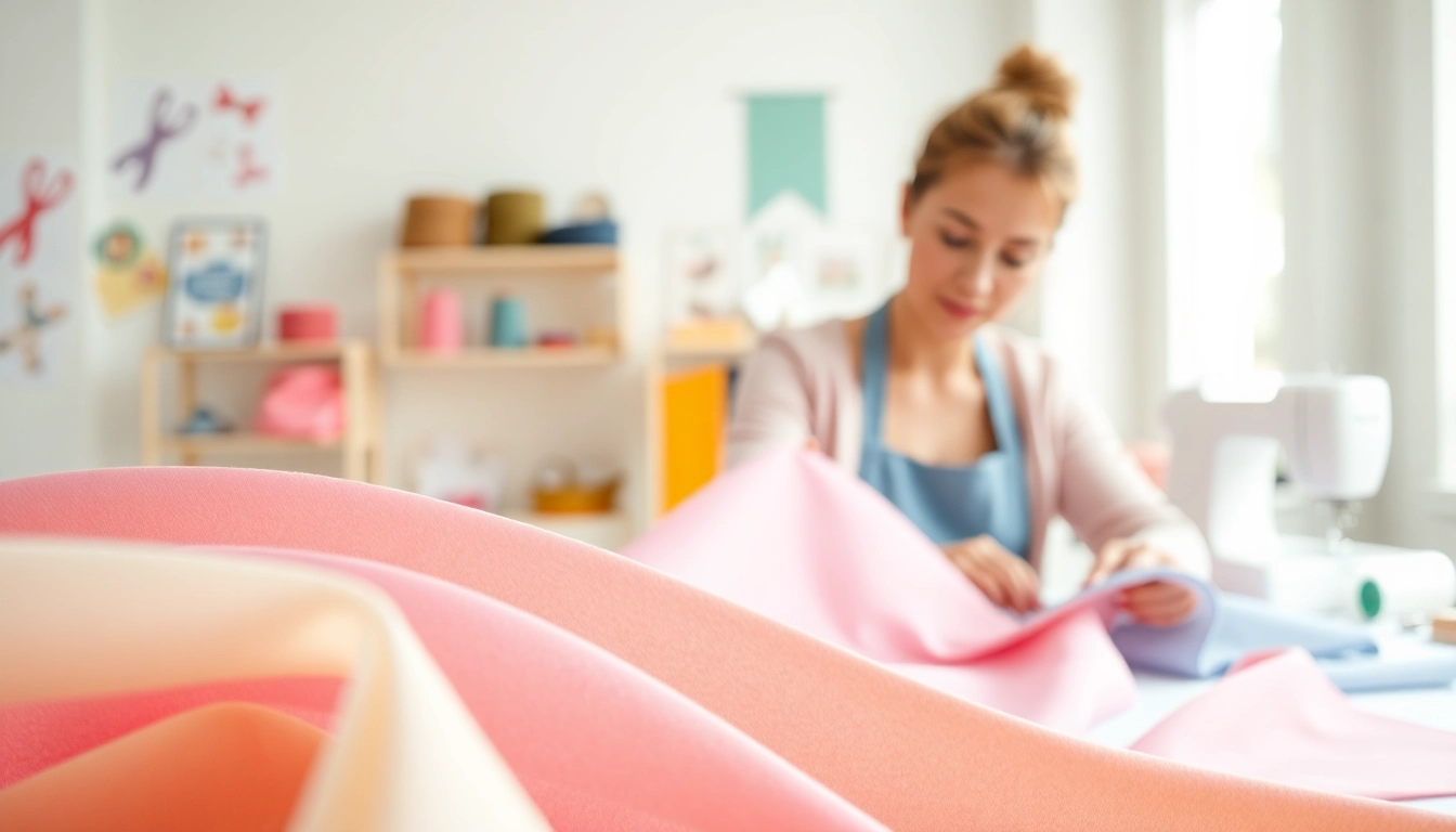 Mousseline stof in een kleurrijke stoffenwinkel, met diverse texturen en patronen.