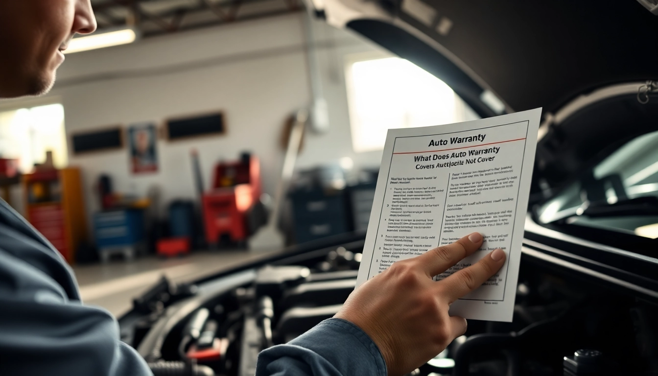Understand what does an extended auto warranty cover and not cover with a mechanic examining a car and warranty.