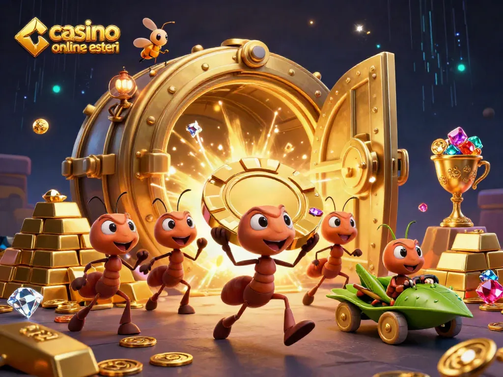 Corri nei casino online esteri con una squadra di formiche e chip d'oro nel tunnel