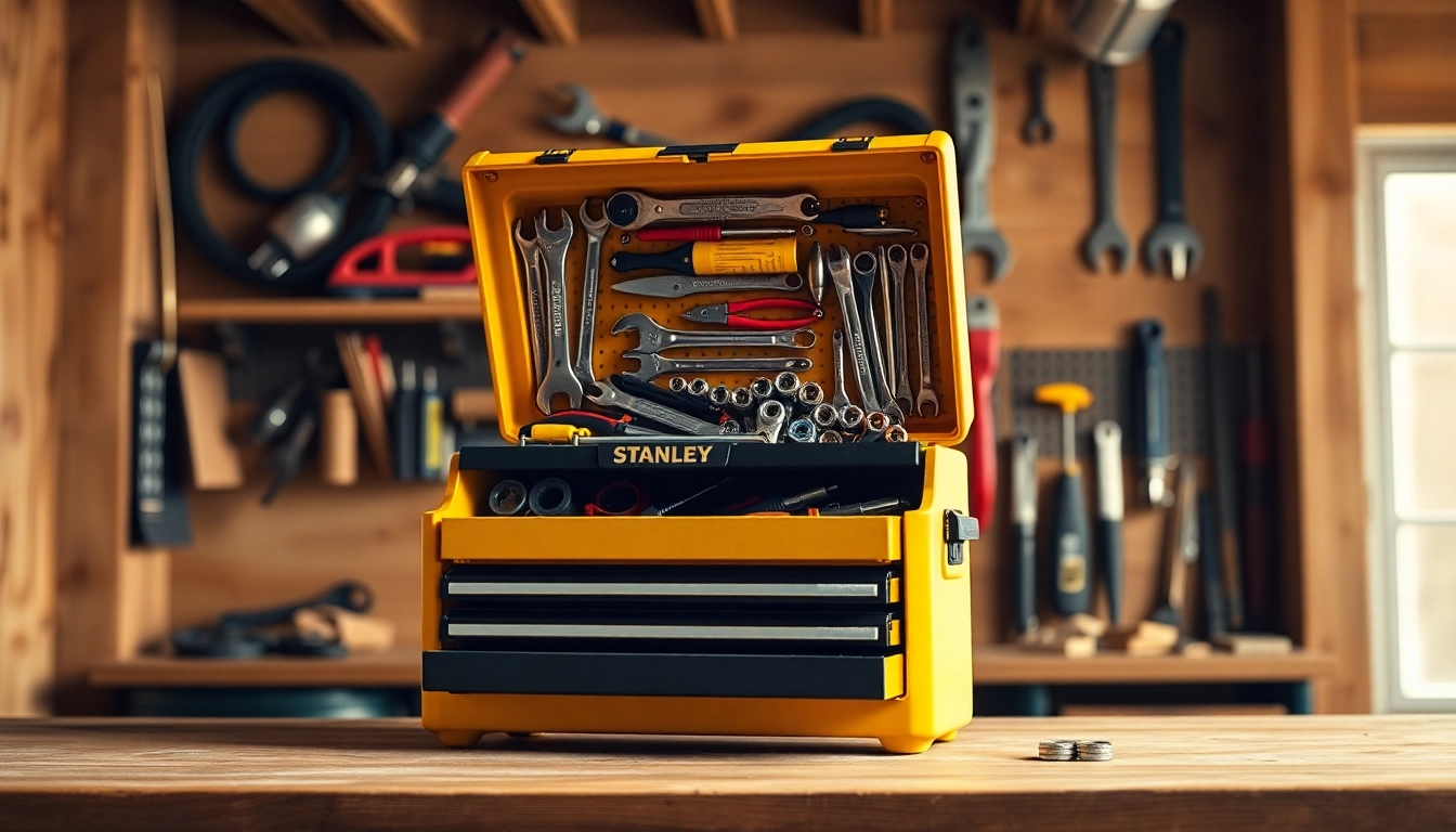 Organizing tools effortlessly using the Stanley stackable tool box.