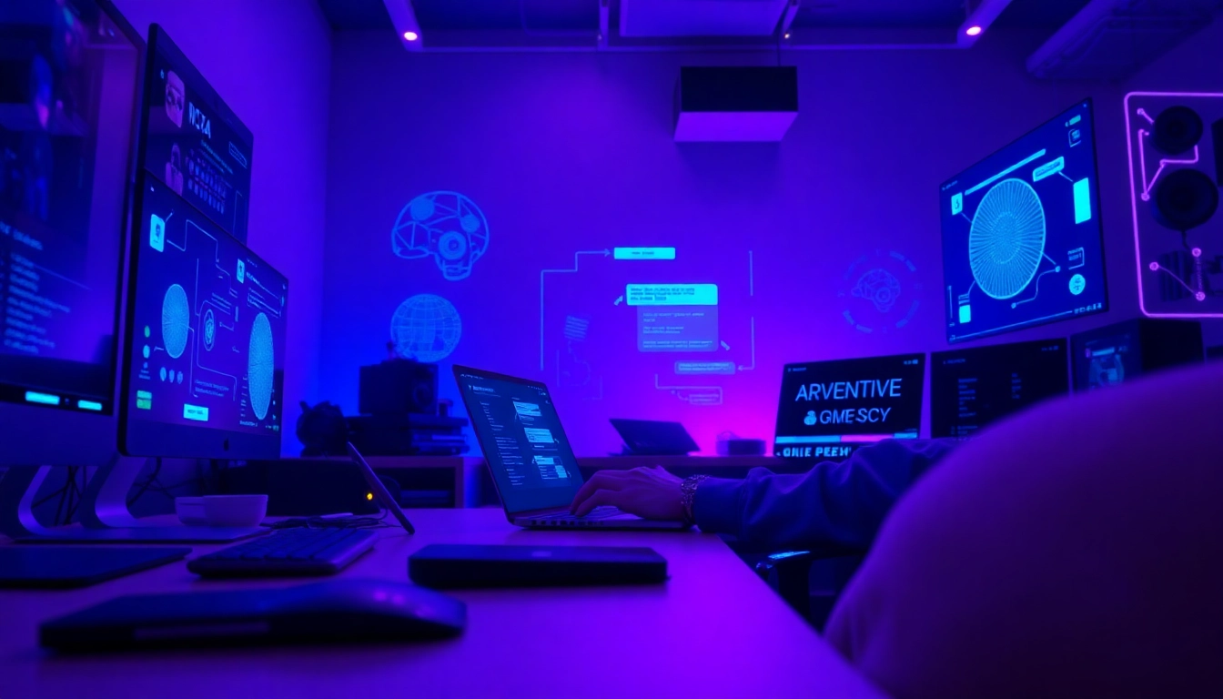 Engaging user interacting with nsfw ai chatbot in a modern tech workspace.