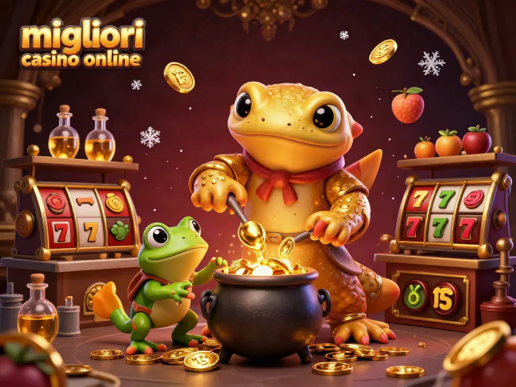 Scopri i migliori casino online e vinci con slot e bonus esclusivi in questa vivace illustrazione.