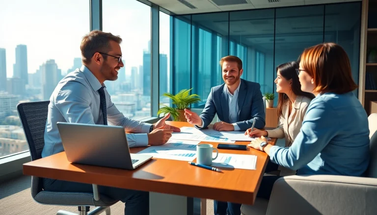 Engaging discussion about tax planning and wealth management in a bright office setting.