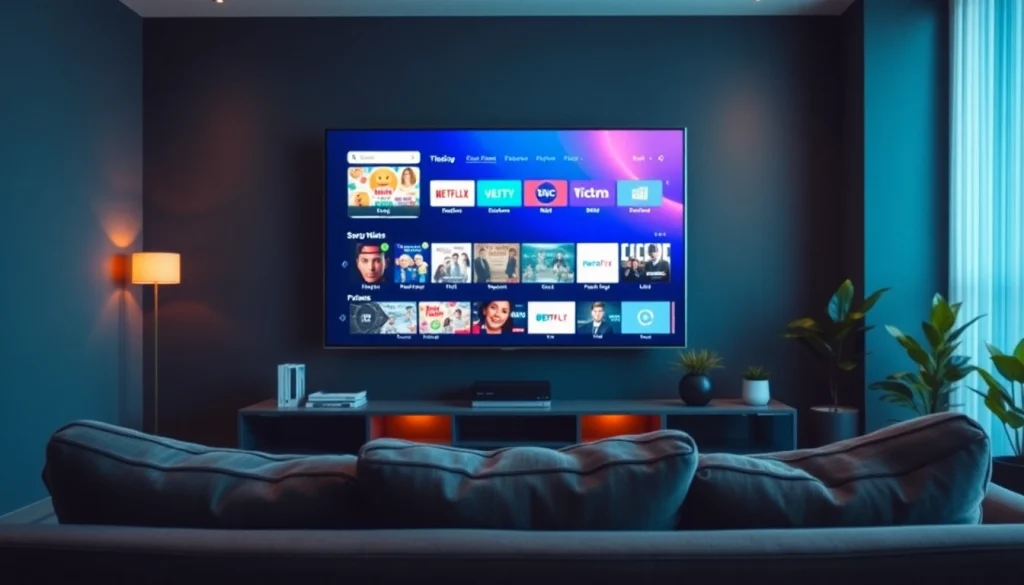 Engaging display of an iron tv streaming vibrant channels in a modern living room setting.