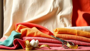 Katoen stof met verschillende texturen en kleuren, perfect voor naai-projecten.