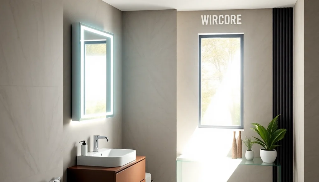 Spiegelschrank LED mit modernem Design und hochwertiger Beleuchtung in einem stilvollen Badezimmer.