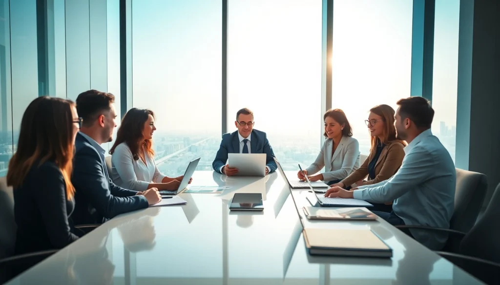 Business Consultants in Dubai collaborating in a modern office during a strategic meeting.