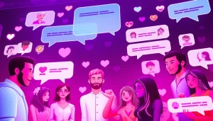 Engaging chat interface illustrating sex chat AI interactions with diverse avatars and playful elements.
