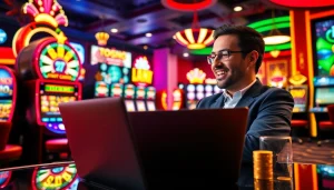 Engaging with online casino Canada games in a vibrant digital environment, showcasing excitement and skill.