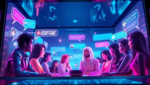 Engaging scene showcasing sex chat ai interaction with AI chatbots and users in a vibrant digital interface.