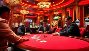 Experience the excitement of MM88 casino action with vibrant poker tables and roulette wheels.