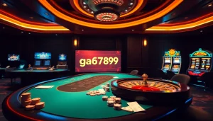 Experience thrilling gambling at ga6789, showcasing vibrant slot machines and sophisticated poker tables.