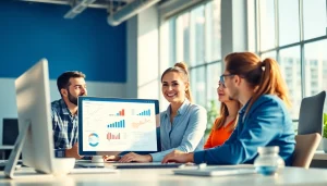 Team collaborating on strategies for a Facebook SMM panel with digital marketing tools.