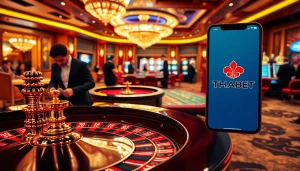 Players enjoy high-stakes gambling at THABET's luxurious casino atmosphere, capturing excitement and professionalism.