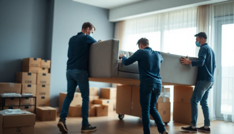 Best movers in Vancouver efficiently handling furniture in a modern apartment setting.