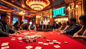 Savor the excitement of sbobet link alternatif betting at a high-stakes casino table with vibrant cards and chips.