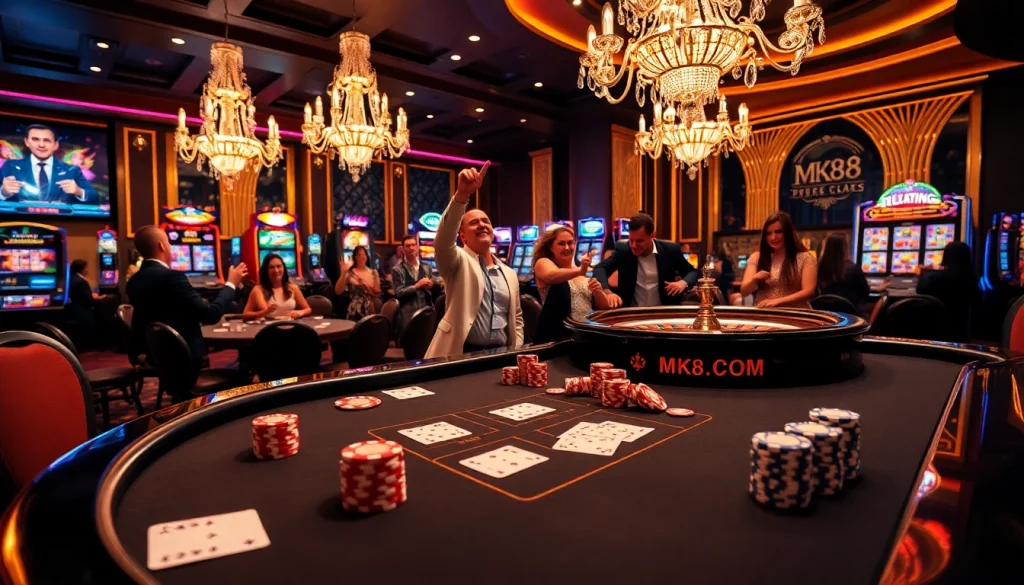 Experience thrilling gameplay at MK8.COM with vibrant poker chips and winning moments at a lavish casino.