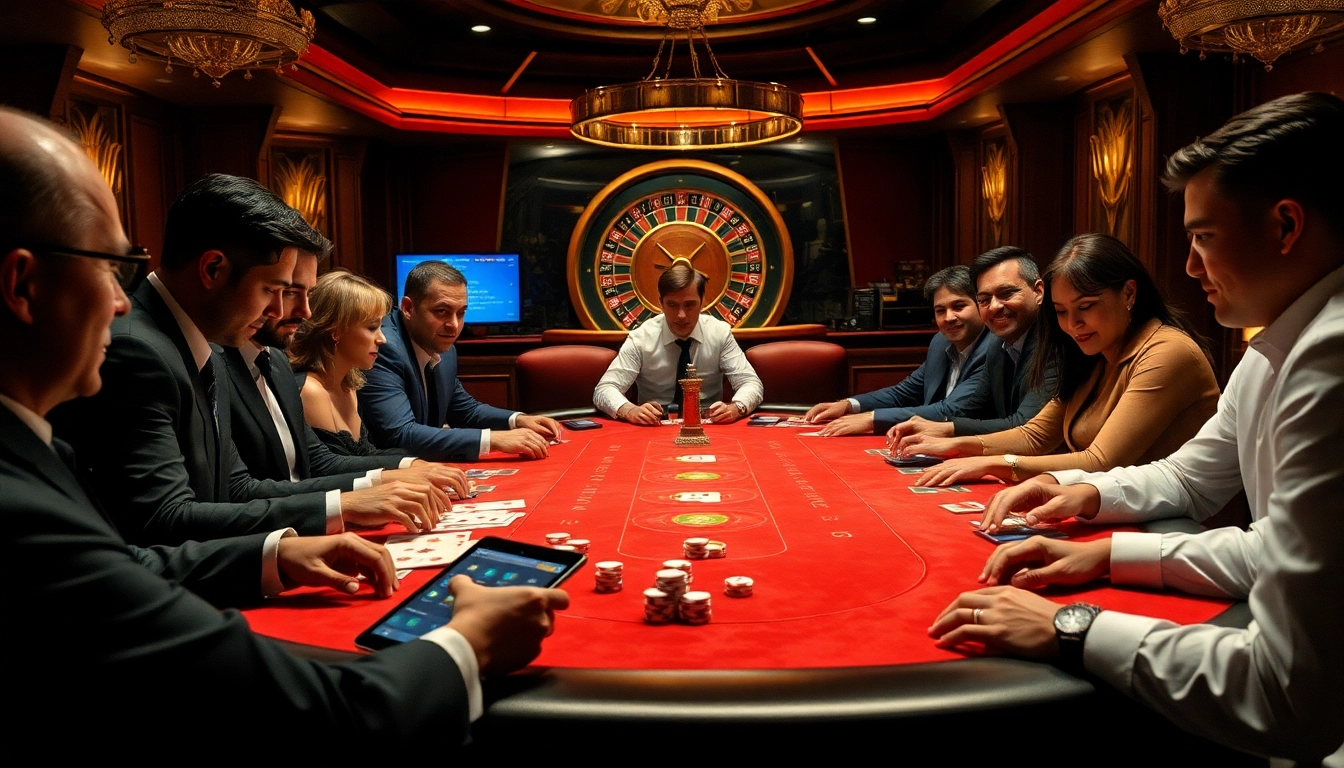 Players enjoying a thrilling game of poker with porn games ai elements in a luxurious casino setting.