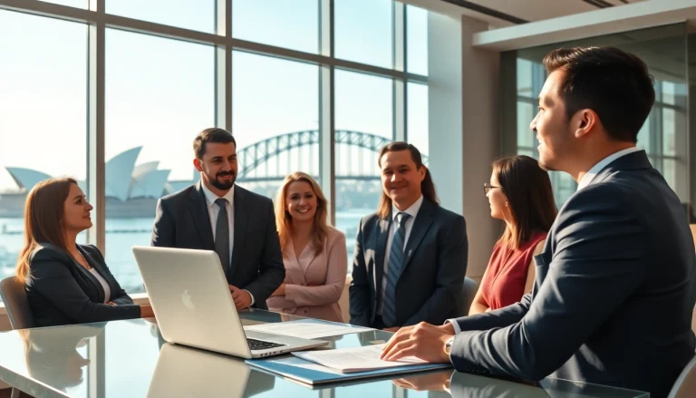 Trustworthy migration lawyer Sydney consulting with clients in a modern office.