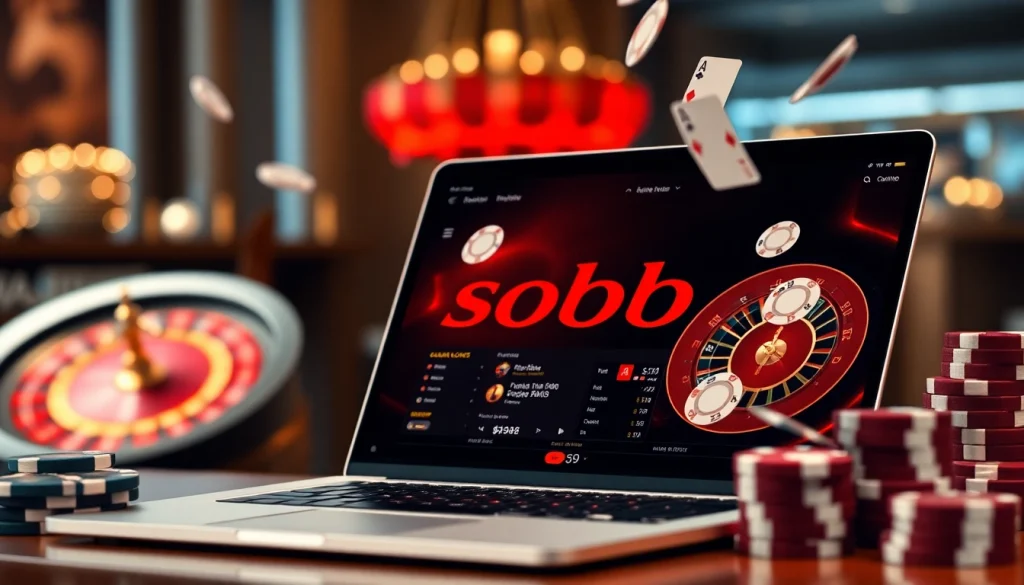 Experience sbobet online betting excitement with a vivid casino dashboard showcasing thrilling games and odds.