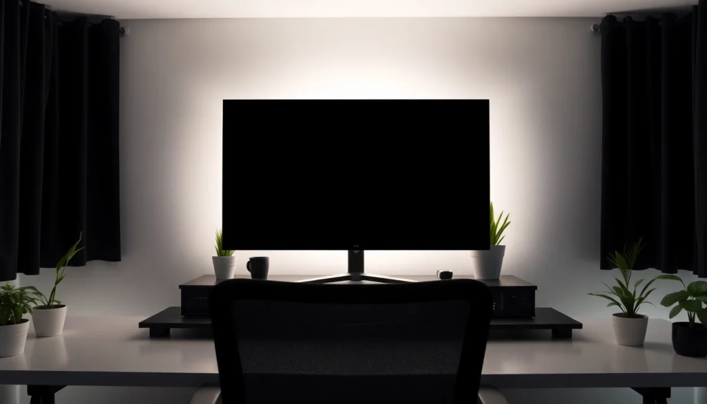 Experience the benefits of pantalla negra in a modern workspace, showcasing energy-saving and eye-relaxing features.