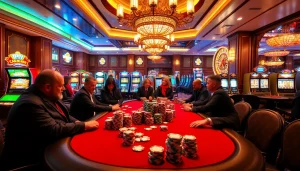 Betting chips laid out at a poker table in a luxurious casino, reflecting the excitement of https://rikvip368.com.