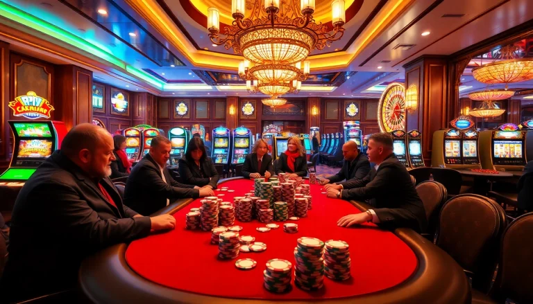 Betting chips laid out at a poker table in a luxurious casino, reflecting the excitement of https://rikvip368.com.