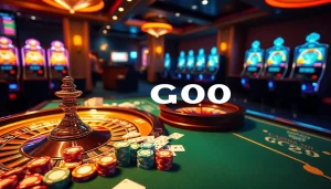 Experience the excitement of GO99 with an elegant casino scene featuring poker chips and a roulette wheel.