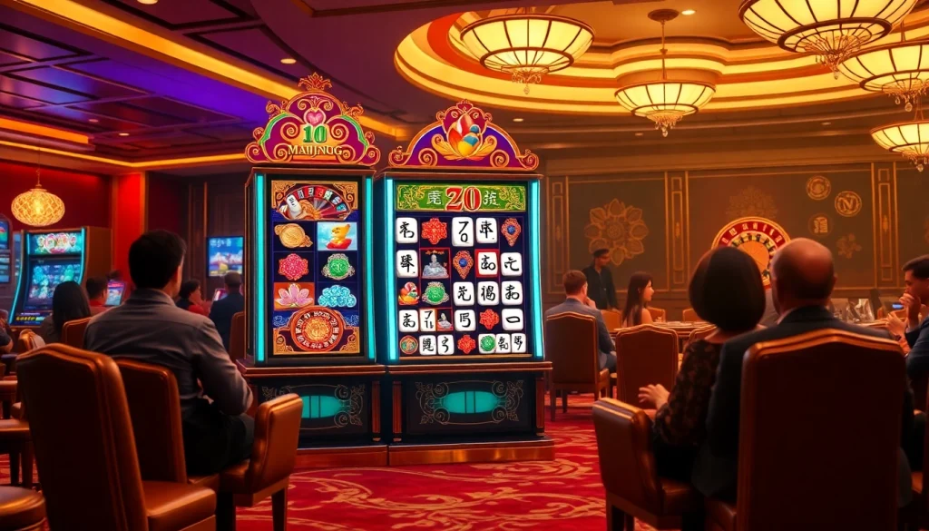 Putar gulungan slot demo Mahjong dalam suasana kasino yang mendebarkan.