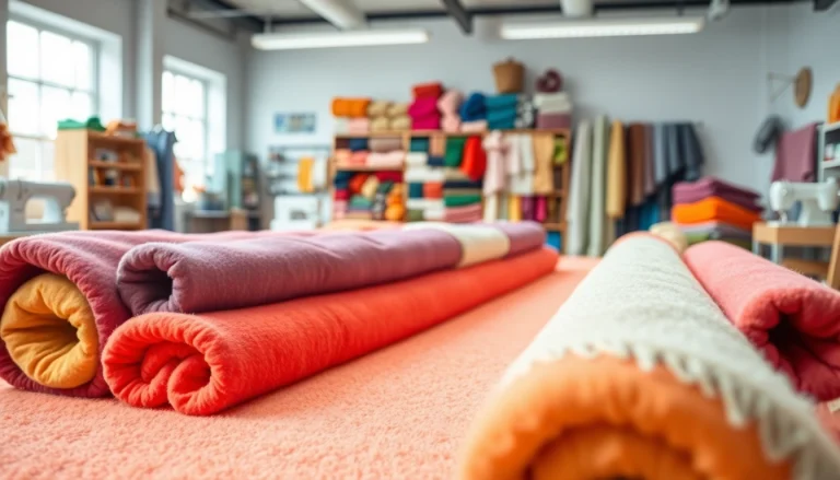 Bekijk fleece stof per meter, prachtig weergegeven in een creatieve textielomgeving met heldere kleuren.